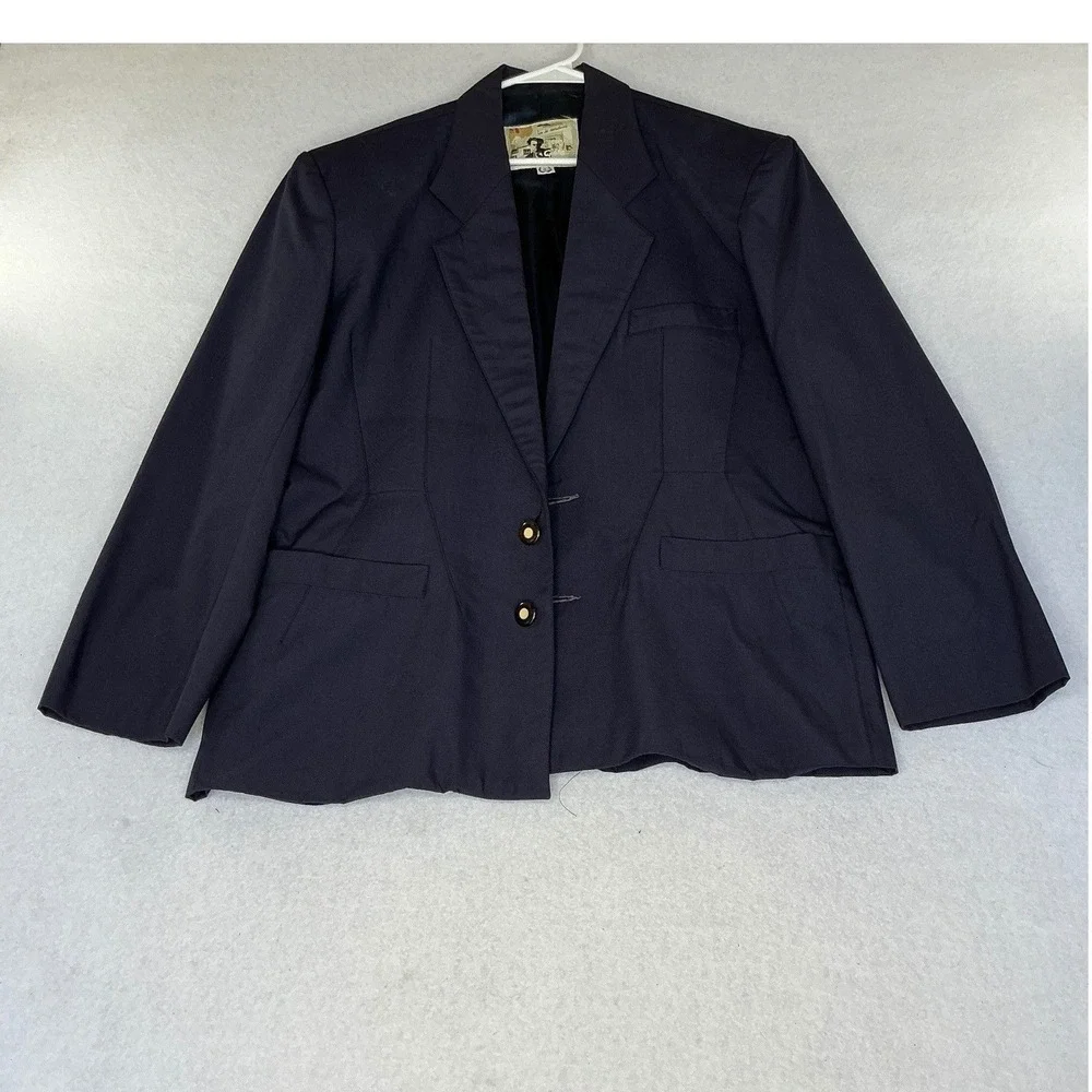 Georges Garat Blazer Mens L Navy Blue French Designer Two Button Suit Jacket